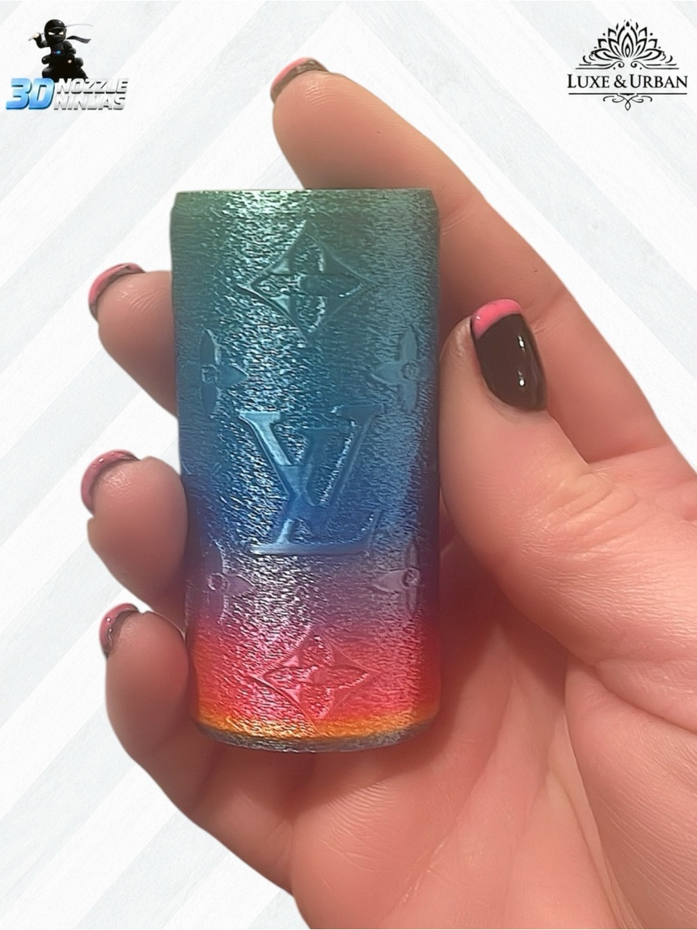🪷 3d Handcrafted LV Embossed Taurillon Illusion Gradient Bic Lighter Cover